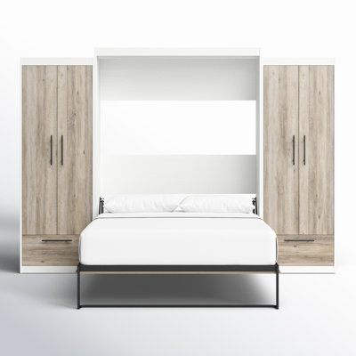 Tapaktuan Murphy Storage Bed with 2 Wardrobe Side Cabinets