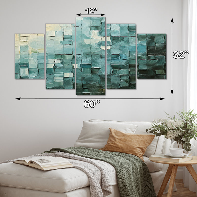 «Ephemeral Light Vintage Cubist Retro Abstract», reproduction d'art sur toile abstraite - 5 panneaux