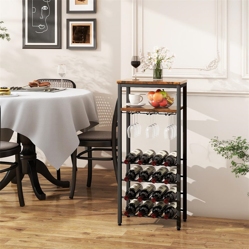 Open Shelving Wine Bottle Rack Brown