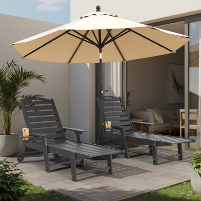 Pool Lounge Chairs Wheels Lounge Chaise Set Outdoor Swimming Reclining Outdoor Chaise Lounge With Cup Holder
