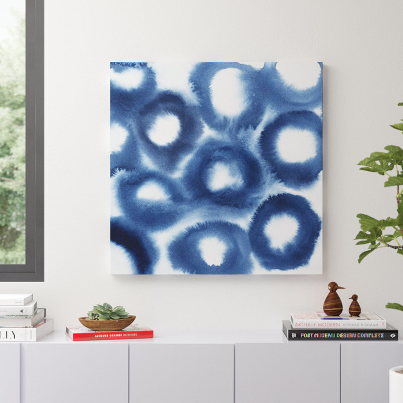 « indigo reverse ii » par grace-dépilé-reproduction d’art, H 35 po x l 35 po x P 1,5 po, Toile tendue