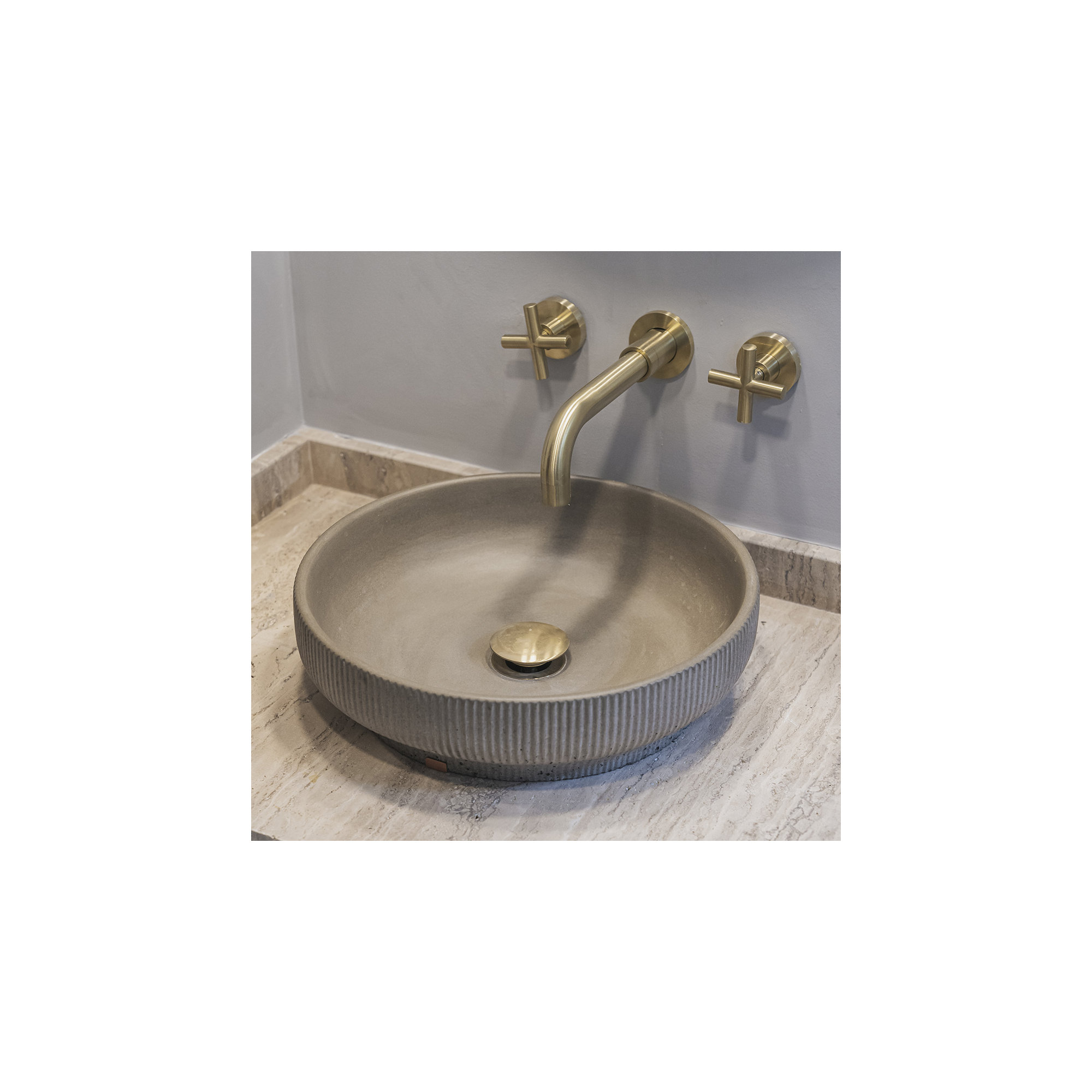 Lotus Concrete Handmade Bathroom Sink, Rain Gray