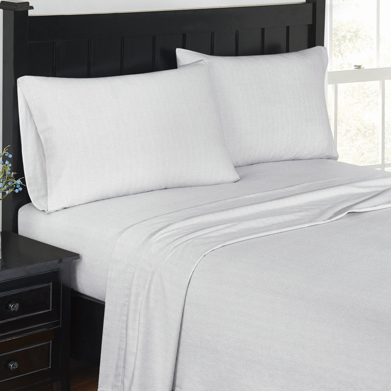 Draps en flanelle London Fog, Ensemble de draps pour lit simple avec un drap-hou