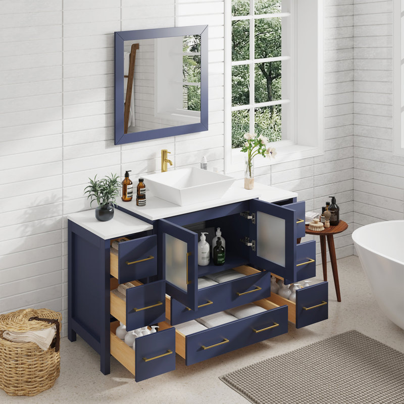  Ensemble de meuble-lavabo simple 54 "avec miroir, Bleu