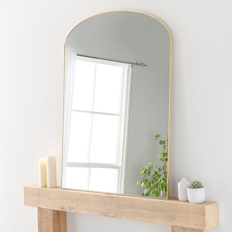 Iaverne Wood Flat Floor Mirror, Gold Leaf