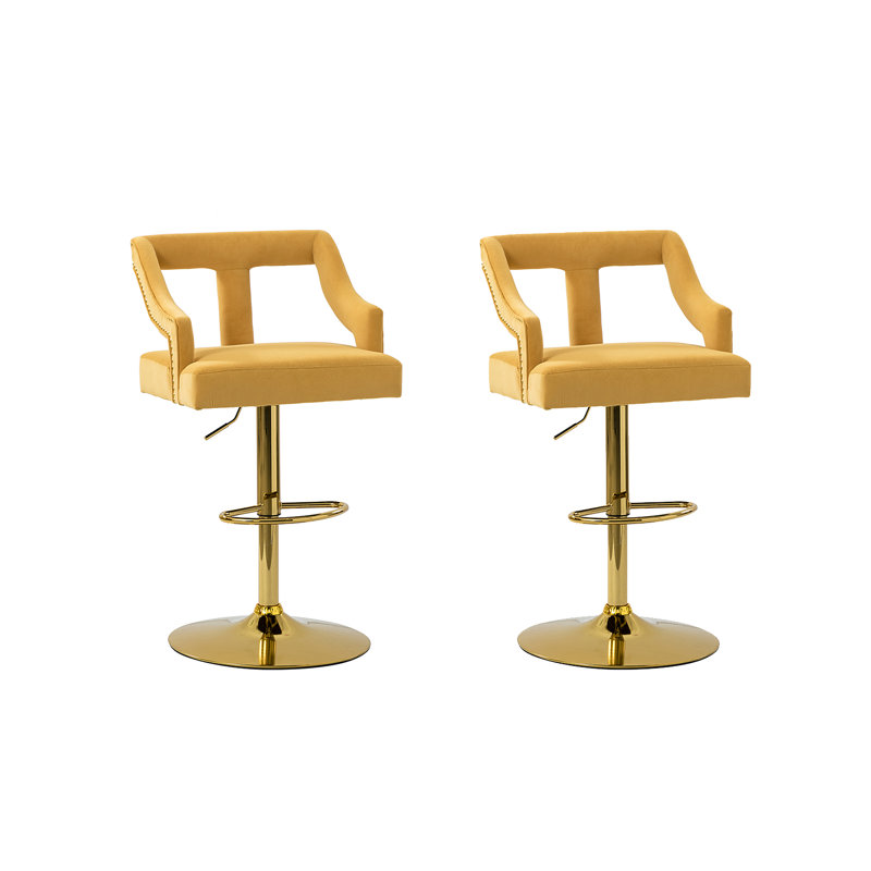 Tabouret à hauteur réglable Errica, Moutarde