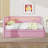 Platform Bed With USB Ports And LED Belt, Upholstered Bed Frame With Trundle, No Box Spring Needed-1007919446-1007919441
