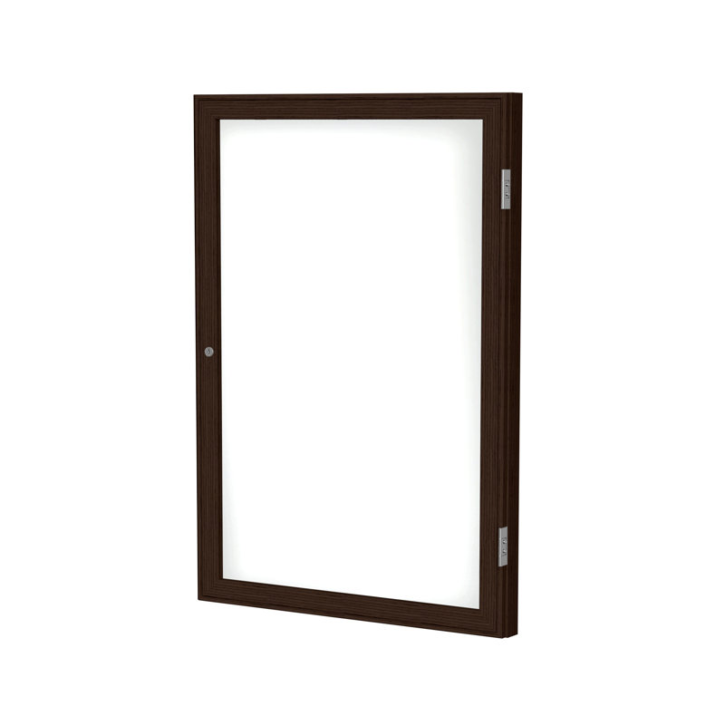 Tableau blanc magnétique en porcelaine avec cadre en bois 1 porte ghent, H 3 pi x l 2 pi 6 po, Noyer
