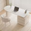 Bureau courbé blanc avec 3 tiroirs-108582135
