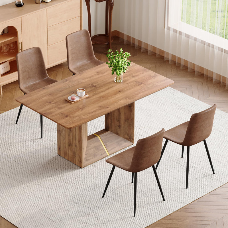 63" Rectangular Dining Table Set, 5 Pieces: Table, 4 Chairs