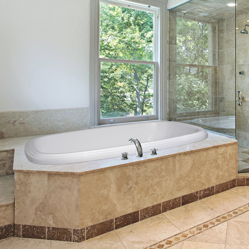 Sylvia 66'' L Soaking Bathtub, Biscuit, Polished Chrome