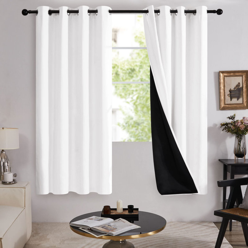 100 Percent Blackout with Liner Grommet Curtain Panel (Set of 4), 52" W x 72" L, Pure White