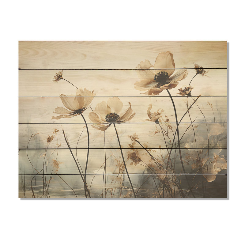 Enchantement de champ de fleurs de jade - Art mural en bois sur bois de pin naturel, H 10 po x l 20 po