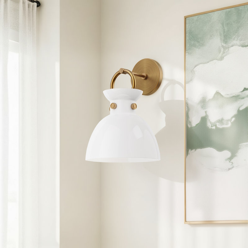 Tinka Armed Sconce, Aged Gold, Glossy Opal