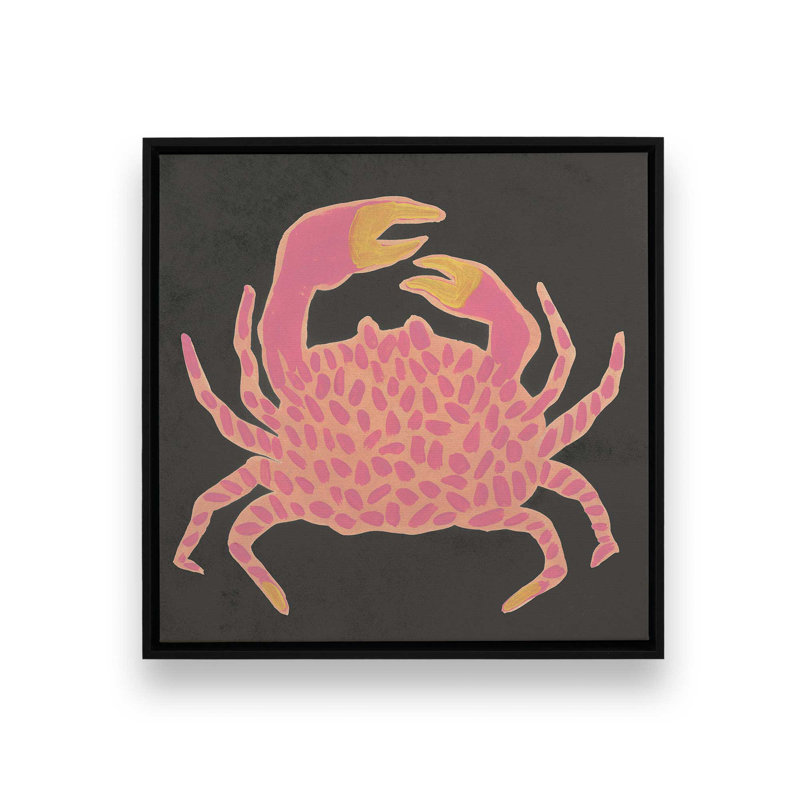 «Party Crab I» par June Erica Vess, reproduction d'art sur toile, Noir, Impression dans un cadre flottant sans passe-parto