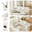 Canapé modulaire rembourré en U avec rangement, 6 places en velours côtelé avec dossier à accoudoirs réglables, coussins de soutien moelleux, beige-1385357647