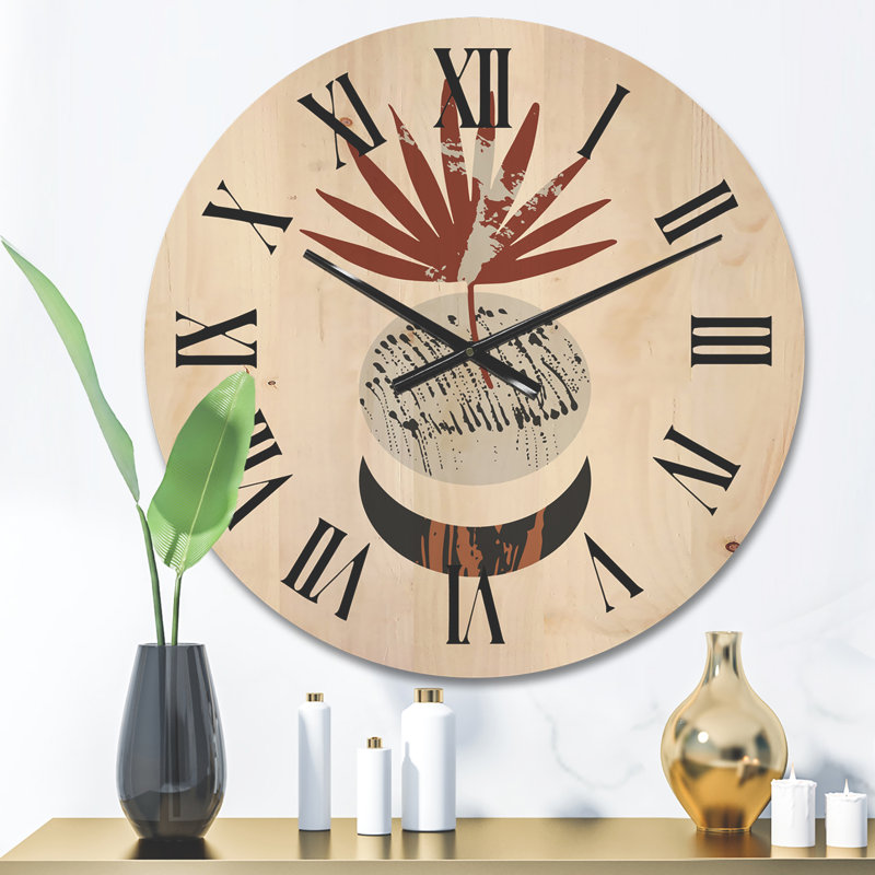 Horloge murale lune et soleil en tons de terre cuite II, Moyen
