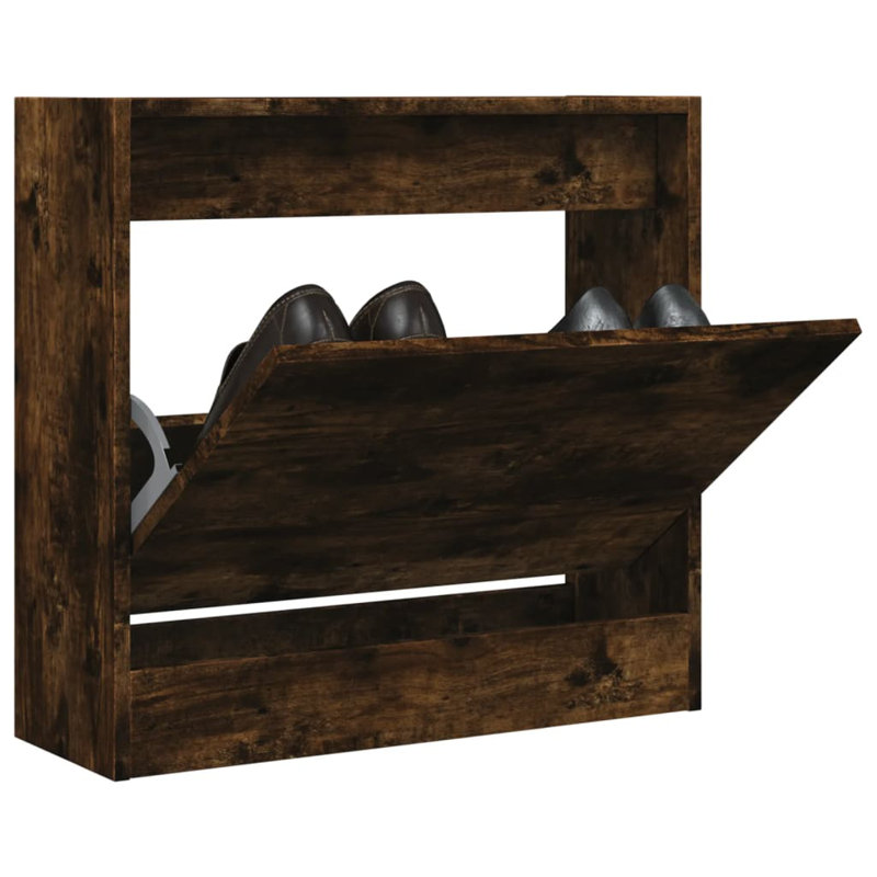 2 Pair Shoe Storage, 57cm H x 80cm W x 21cm D, Smoked Oak