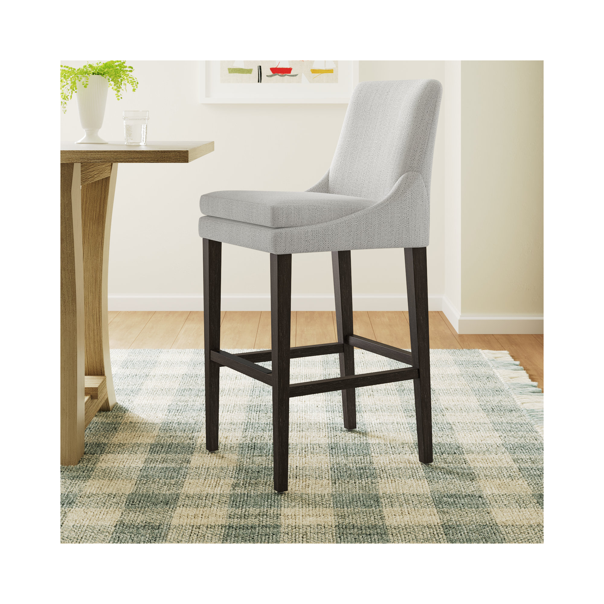 Niara Upholstered Counter & Bar Stool, Bar Stool (30” Seat Height), Prestige Ivory Basketweave