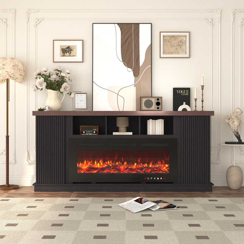 Meuble télé 70 po avec foyer électrique pour téléviseur de 85 po ou moins Latitude Run®