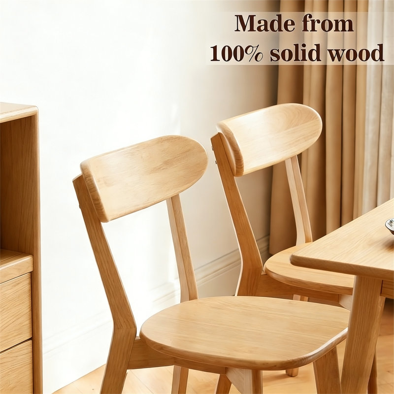 Chaises de salle à manger 100 % bois massif, ensemble de 4, Bois, Bois