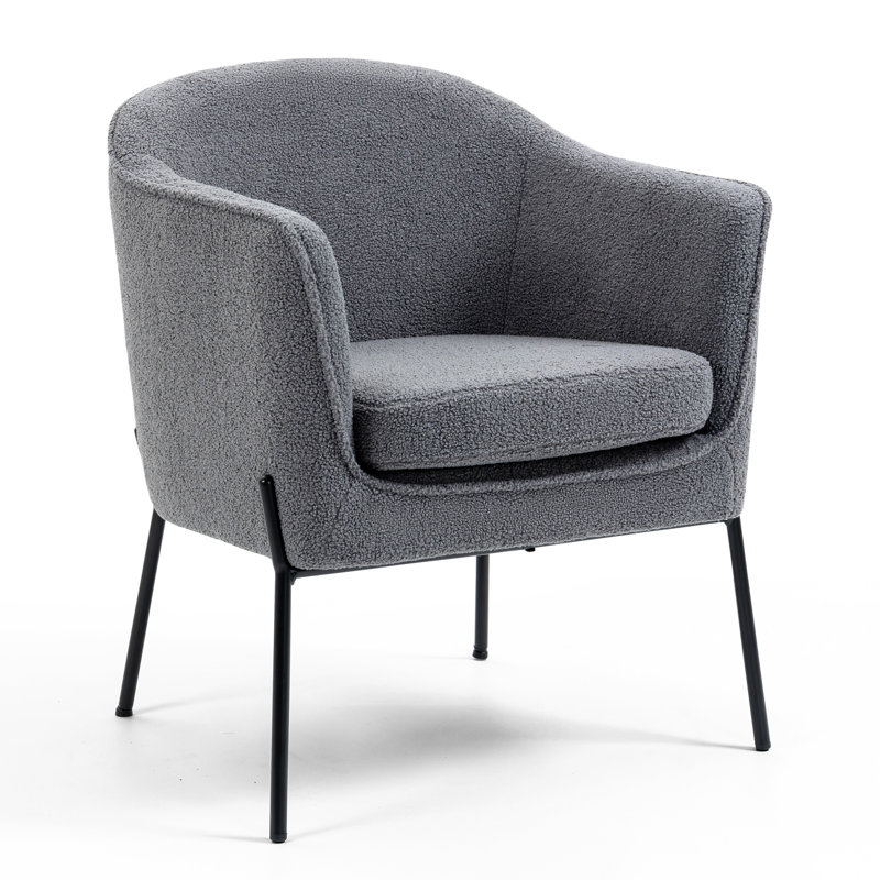 Bihter Boucle Barrel Chair, Gray