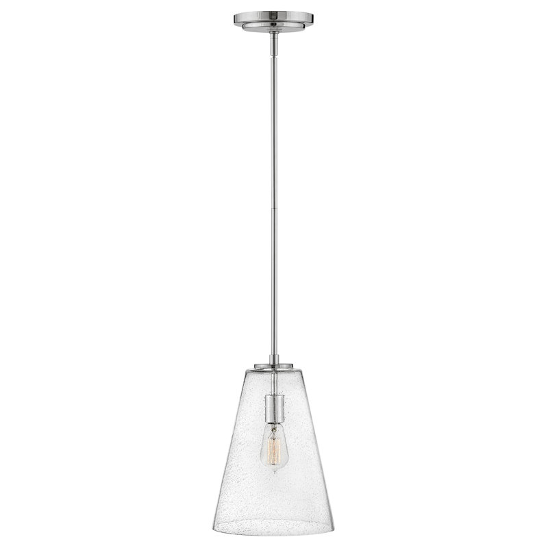 Luminaire suspendu conique à 1 lumière Evanne, Nickel poli