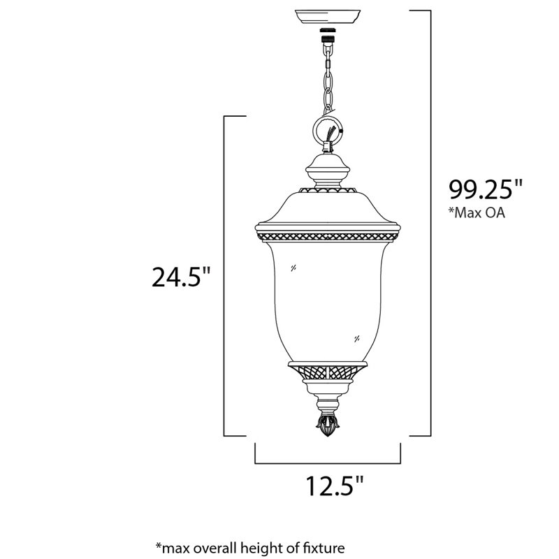 Lanterne suspendue d'extérieur à 3 lumières Patidar, H 25 po x l 13 po