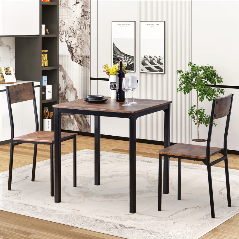 Fremont 2 - Person Dining Set, Rustic Brown, Black, Rustic Brown/Black