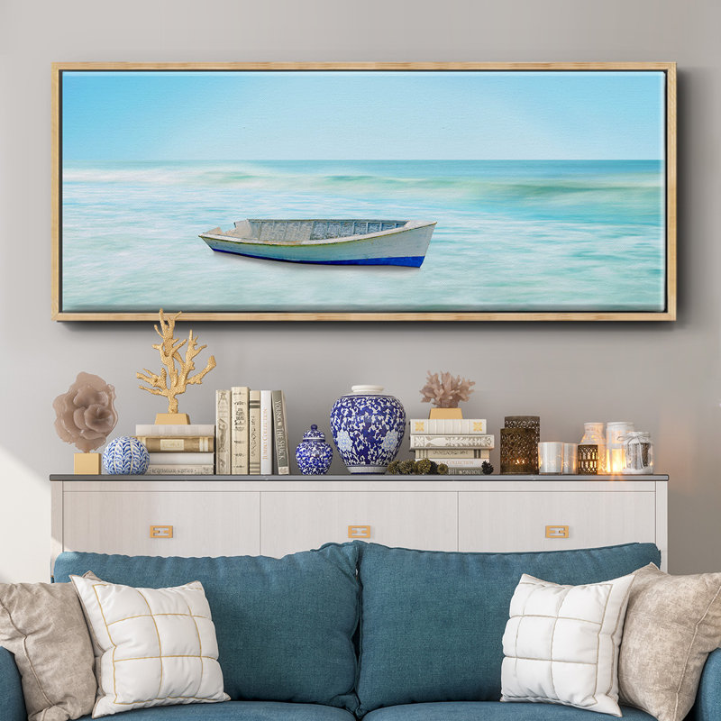 Bateau sur une plage I, H 8 po x l 20 po x P 1,5 po, Naturel