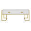Table basse moderne moderne avec 4 tiroirs et base dorée, table de salon avec rangement, 47,3 po-531567906