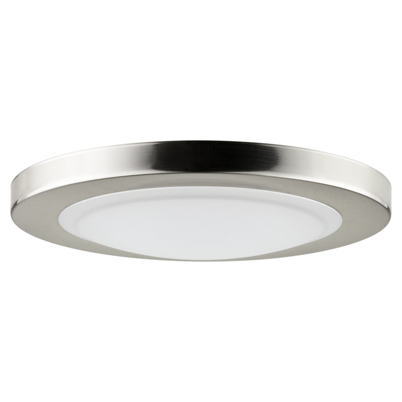 Plafonnier encastré 1 lumière DEL Jhonatan, Nickel brossé, H 2,42 po x l 7,2 po x P 7,2 po