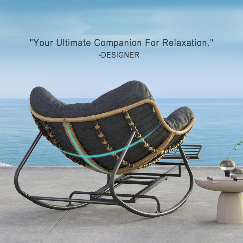 Weixel Wicker Rocking Chair With Cushion And Footrest