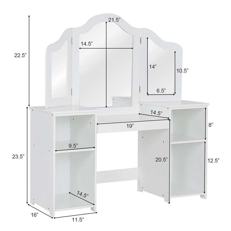 Coiffeuse avec miroir Clearview, Blanc