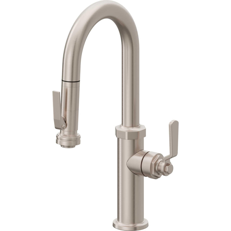 Pull-Down Prep/Bar Faucet With Squeeze Sprayer, Satin Nickel