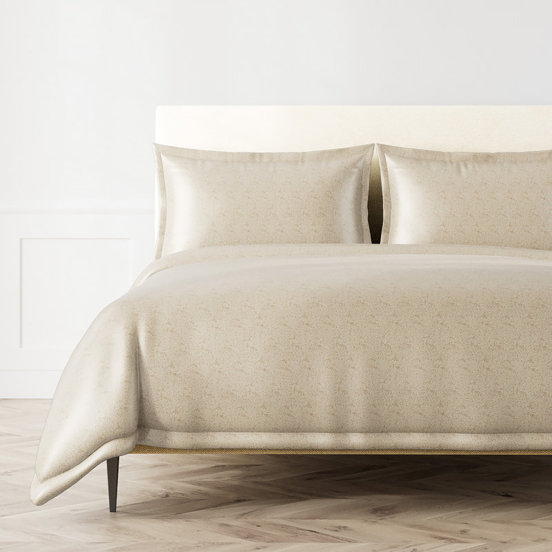 Imprint Glam Polyester Jacquard Geometric Shapes Duvet Cover, Queen Duvet Cover + 2 Standard Shams, Bronze