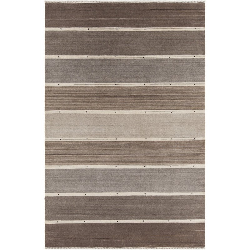 Elantra Patterned Knotted Wool Brown/Gray Area Rug, 5' x 7'6"