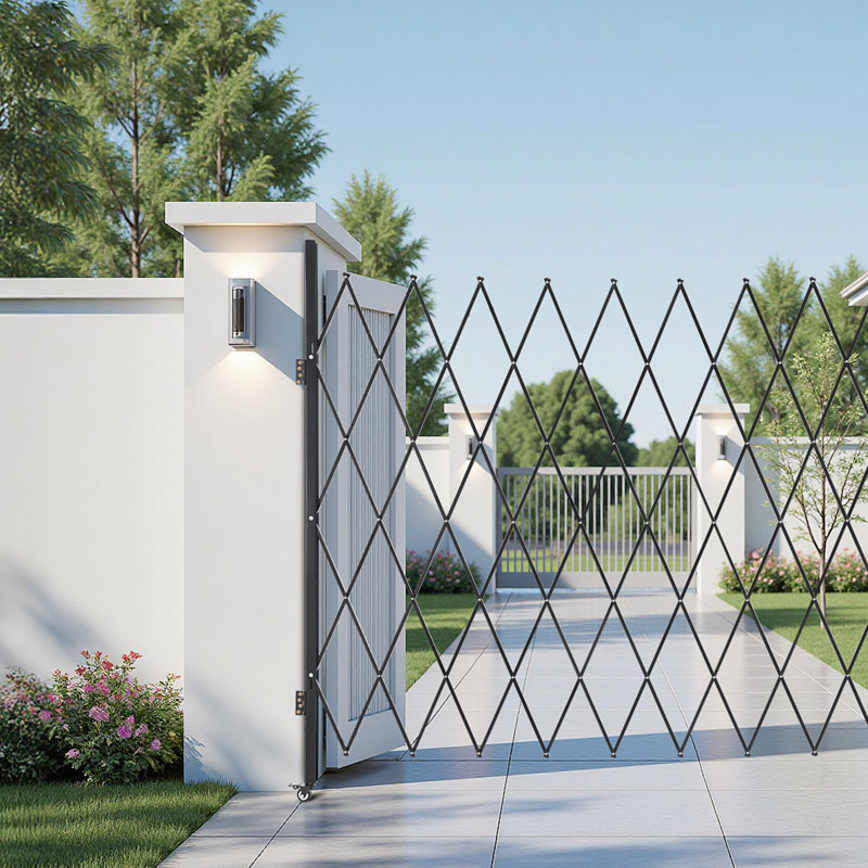 Barrière à ciseaux pliante simple verrouillable, H 7,2 pi x l 7,9 pi