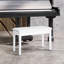 Banc de piano en blanc, rembourré de similicuir et cadre en bois pour duos
