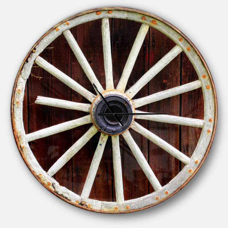 Horloge murale Swigart Farmhouse Designart, Grand, Chocolat / blanc cassé / gris