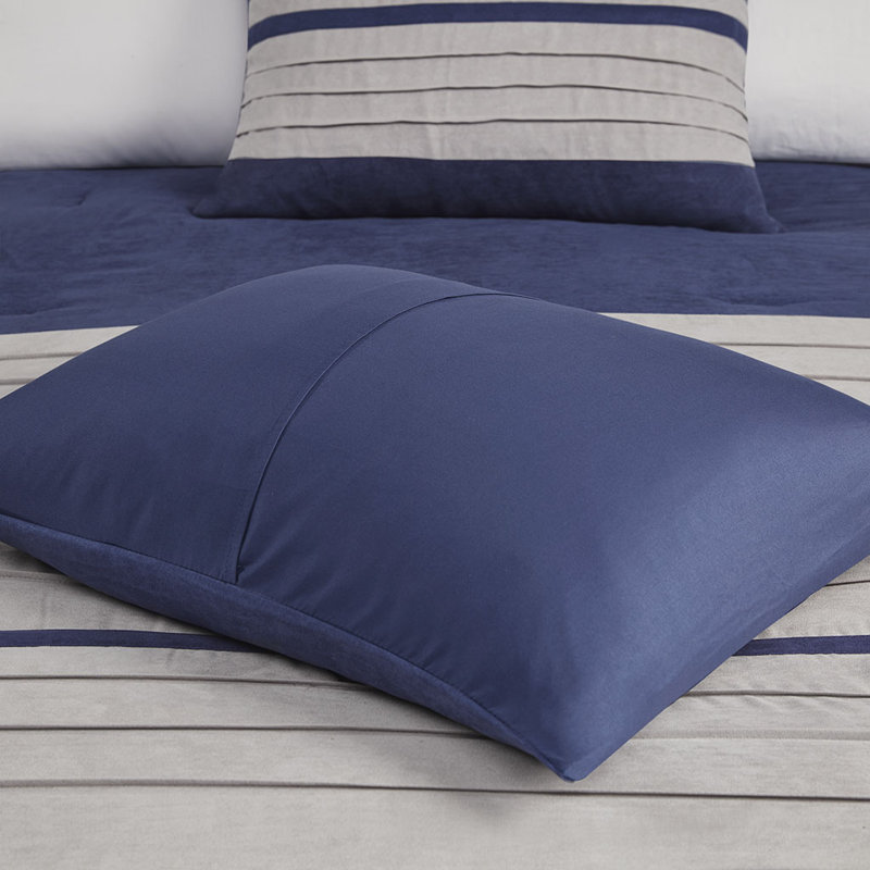 Ensemble d'édredon 7 pièces Palmer, Édredon de très grande taille et 6 pièces suppl, Bleu / gris