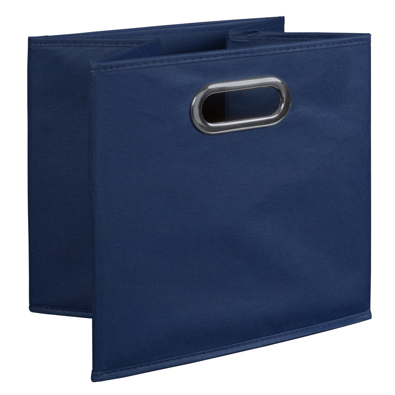 Bac de rangement pliable en tissu avec porte-étiquette Niche Cubo, Bleu