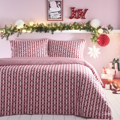 Fusion Holly Gingham Duvet Cover Set Red