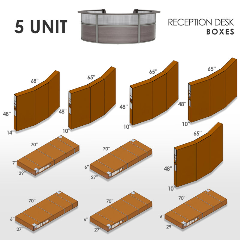 Bureau de réception en forme de U Pedrick pour 4 personnes, Moka