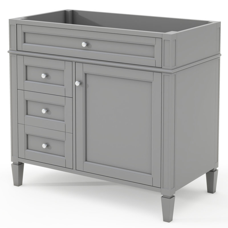 Meuble-lavabo 36 po sans lavabo, armoire moderne avec 2 tiroirs et tiroir basculant. , Cadre en bois massif. Gris, H 33 po x l 18 po. Tablette réglable, fonctions de rangement variées. Conception romaine exquise.