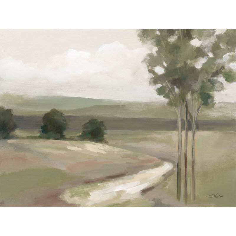 Olive Trees Crop Machine-Made Print , 36" H x 48" W  , No, Walnut Floater Framed