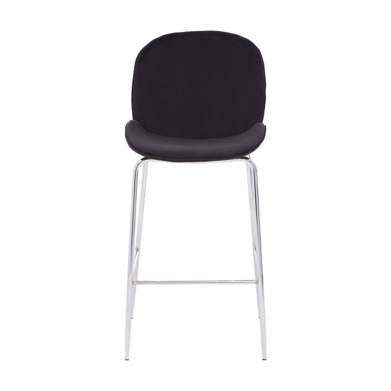 Elsberry Upholstered Counter Stool with Metal Frame, Silver, Black