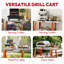 Feasto  Stainless Steel Kitchen Cart Table with Wheels, Movable Grill Part with Foldable Side Table-1667392734