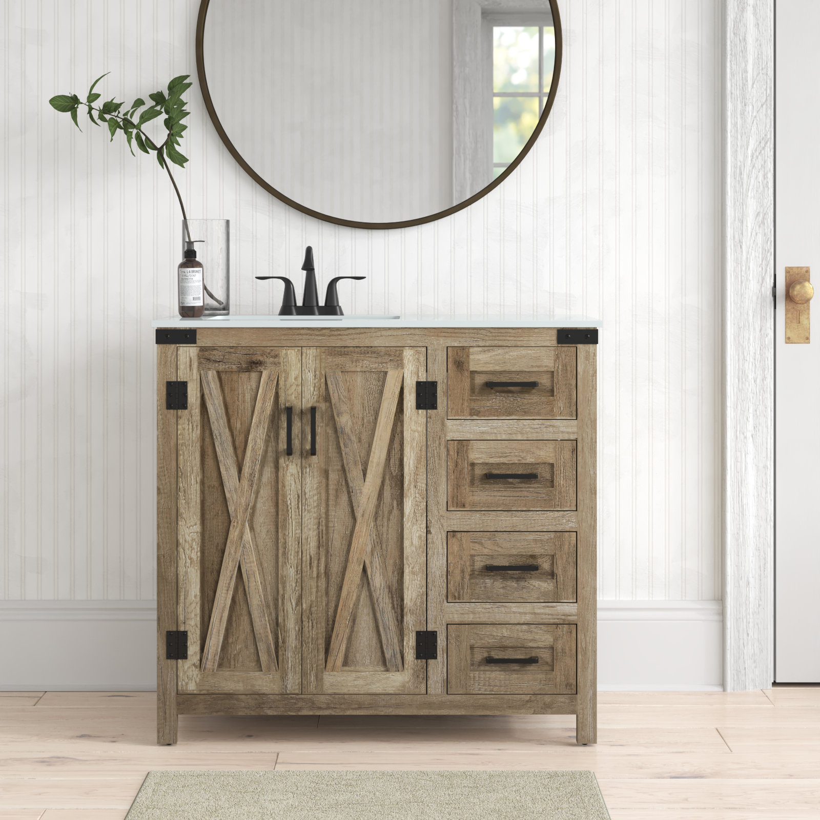 Slayton 36'' Single Bathroom Vanity, Natural Oak