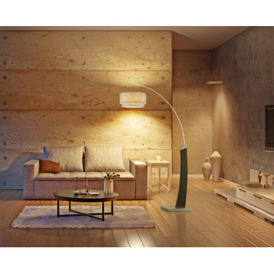  Lampe sur pied arquée / arquée 81 po noir / acier brossé brun clair
